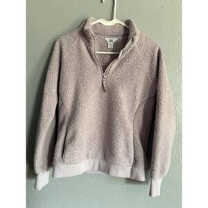 Athleta Girl So Snug Sherpa Half Zip Size XL/ 14 Lilac Thumb Holes. Pockets